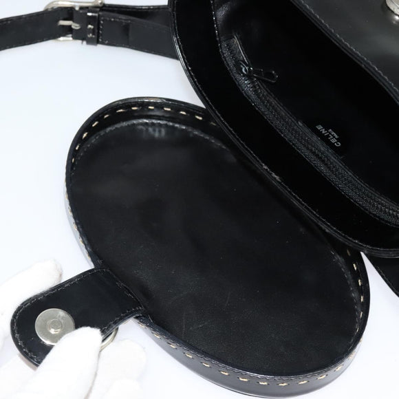 CELINE Shoulder Bag Patent leather Black Auth 116182