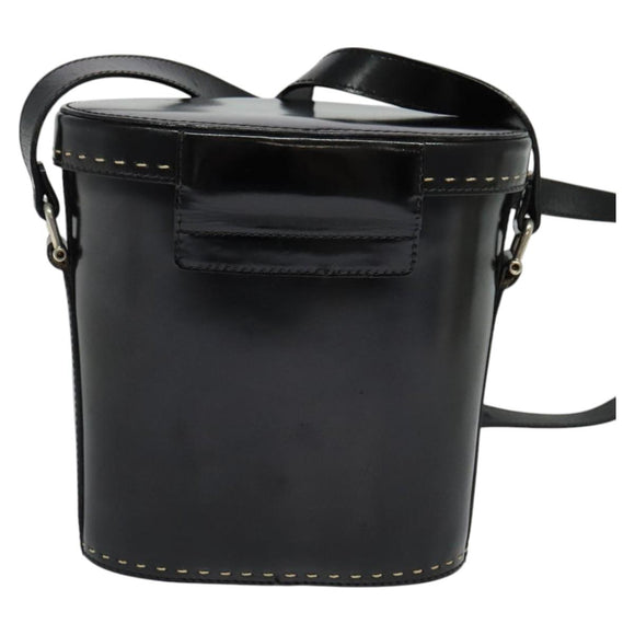 CELINE Shoulder Bag Patent leather Black Auth 116182