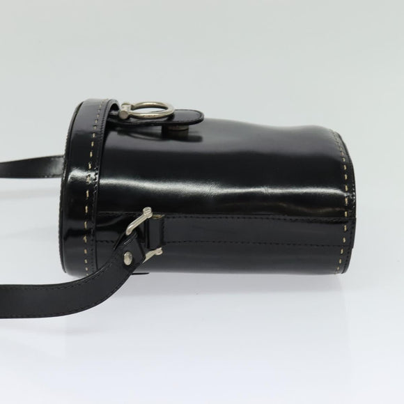 CELINE Shoulder Bag Patent leather Black Auth 116182