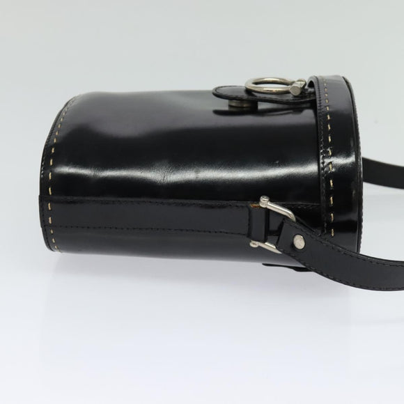CELINE Shoulder Bag Patent leather Black Auth 116182