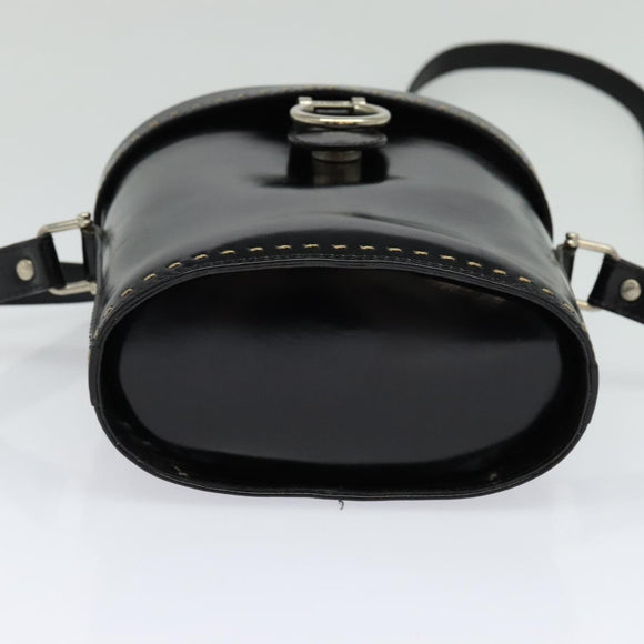 CELINE Shoulder Bag Patent leather Black Auth 116182