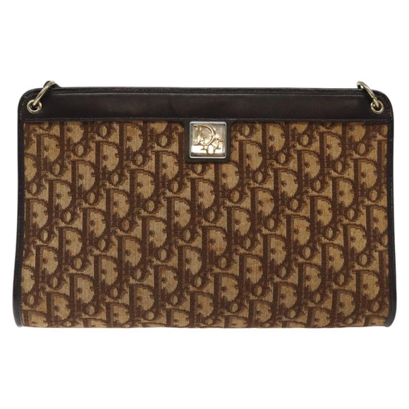 Christian Dior Trotter Canvas Shoulder Bag Brown Auth 116199