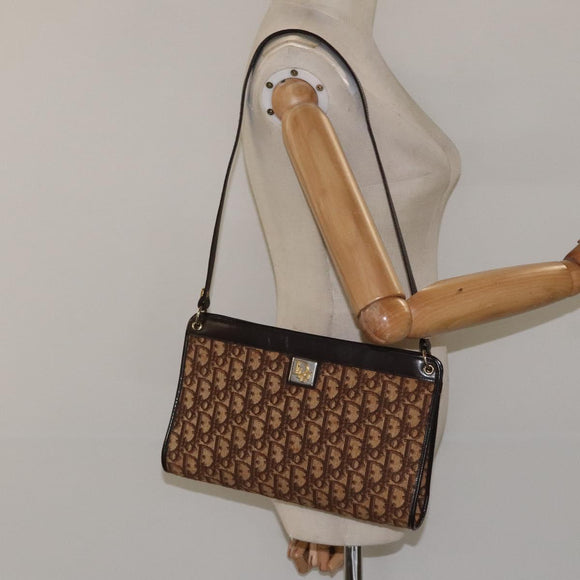 Christian Dior Trotter Canvas Shoulder Bag Brown Auth 116199