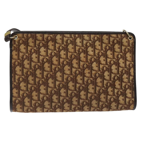Christian Dior Trotter Canvas Shoulder Bag Brown Auth 116199
