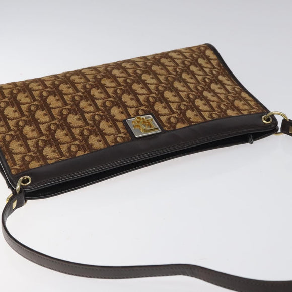 Christian Dior Trotter Canvas Shoulder Bag Brown Auth 116199