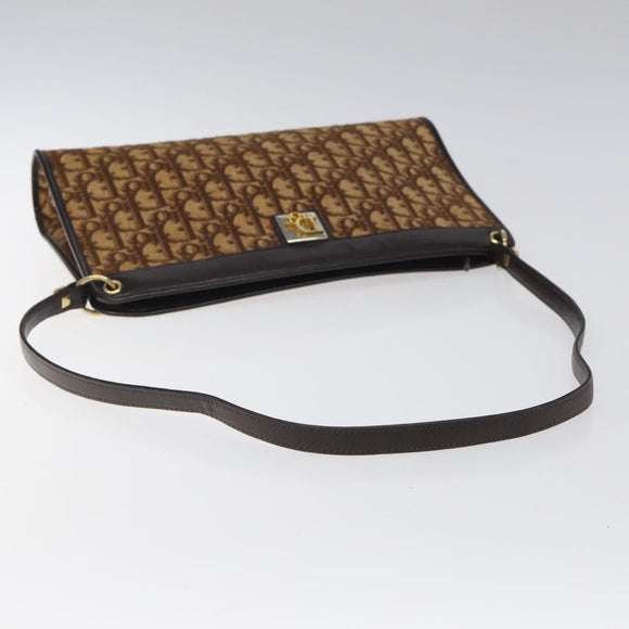 Christian Dior Trotter Canvas Shoulder Bag Brown Auth 116199