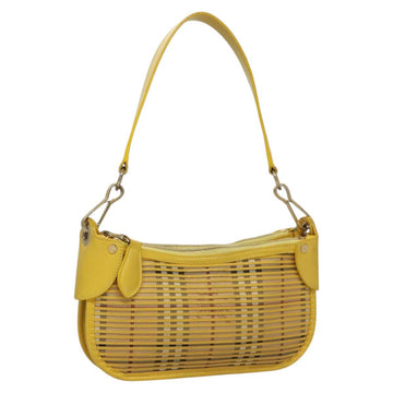 BURBERRY Nova Check Shoulder Bag Leather Yellow Auth 116203
