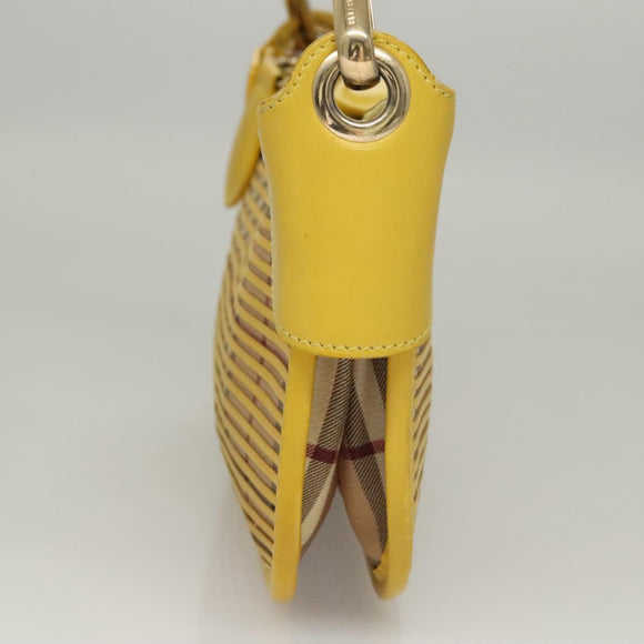 BURBERRY Nova Check Shoulder Bag Leather Yellow Auth 116203