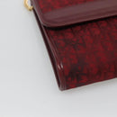 Christian Dior Trotter Canvas Chain Shoulder Bag Red Gold Auth 116208-14