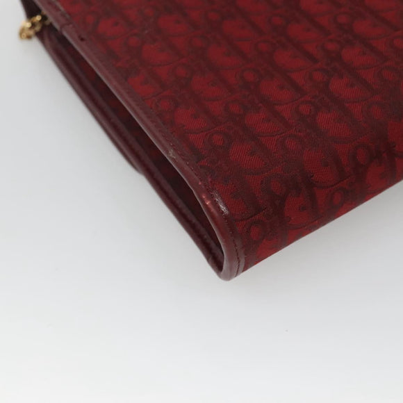 Christian Dior Trotter Canvas Chain Shoulder Bag Red Gold Auth 116208