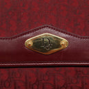 Christian Dior Trotter Canvas Chain Shoulder Bag Red Gold Auth 116208-17