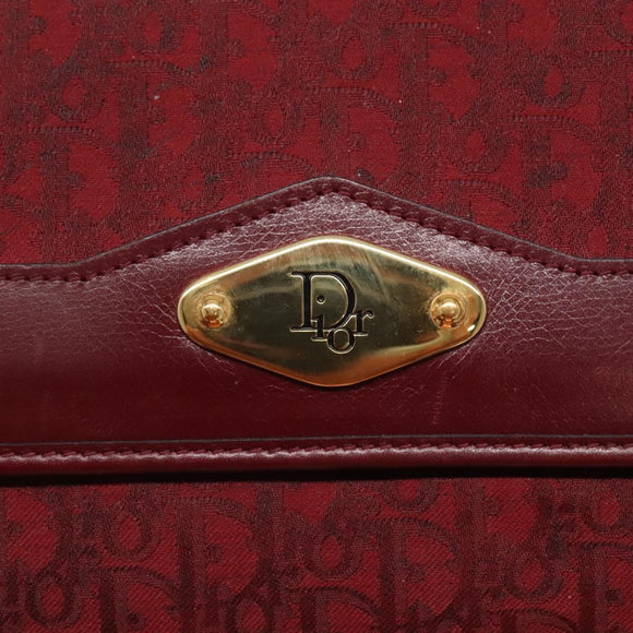 Christian Dior Trotter Canvas Chain Shoulder Bag Red Gold Auth 116208
