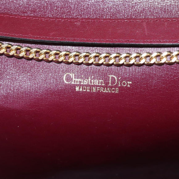 Christian Dior Trotter Canvas Chain Shoulder Bag Red Gold Auth 116208