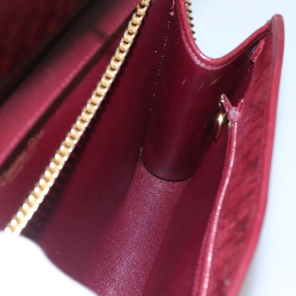 Christian Dior Trotter Canvas Chain Shoulder Bag Red Gold Auth 116208