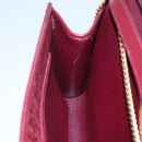 Christian Dior Trotter Canvas Chain Shoulder Bag Red Gold Auth 116208-19
