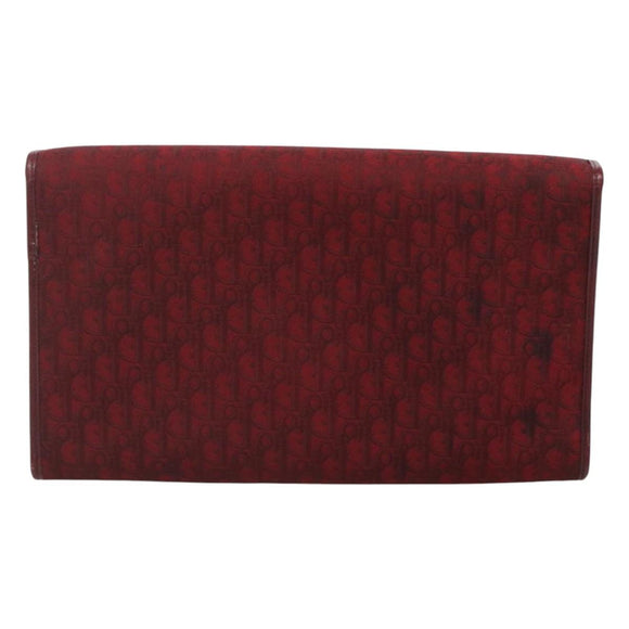 Christian Dior Trotter Canvas Chain Shoulder Bag Red Gold Auth 116208