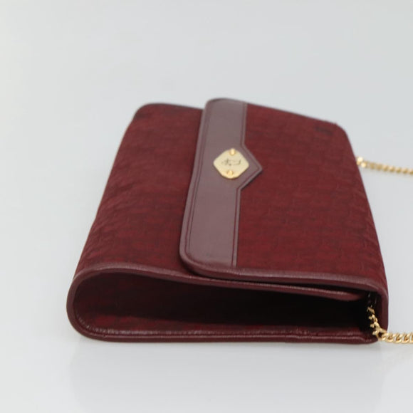 Christian Dior Trotter Canvas Chain Shoulder Bag Red Gold Auth 116208