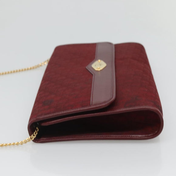 Christian Dior Trotter Canvas Chain Shoulder Bag Red Gold Auth 116208