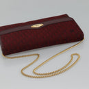 Christian Dior Trotter Canvas Chain Shoulder Bag Red Gold Auth 116208-7