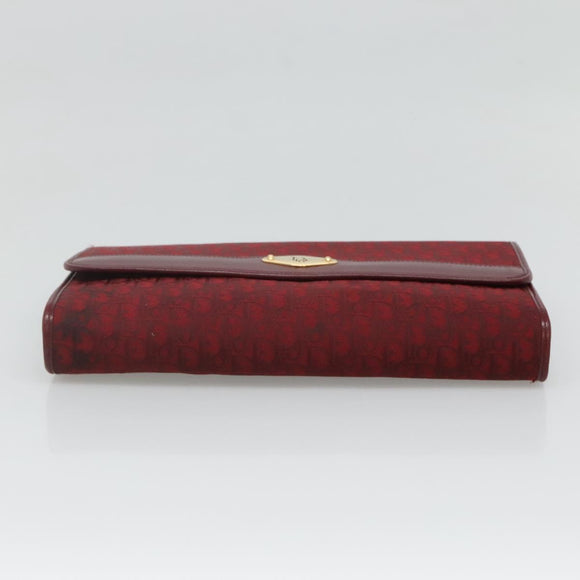 Christian Dior Trotter Canvas Chain Shoulder Bag Red Gold Auth 116208