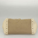 Salvatore Ferragamo Gancini Hand Bag Canvas Leather 2way Beige Gold Auth 116212-6