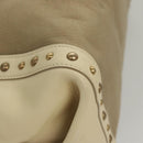 Salvatore Ferragamo Gancini Hand Bag Canvas Leather 2way Beige Gold Auth 116212-9