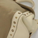 Salvatore Ferragamo Gancini Hand Bag Canvas Leather 2way Beige Gold Auth 116212-15