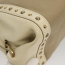 Salvatore Ferragamo Gancini Hand Bag Canvas Leather 2way Beige Gold Auth 116212-16