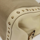 Salvatore Ferragamo Gancini Hand Bag Canvas Leather 2way Beige Gold Auth 116212-17