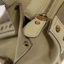 Salvatore Ferragamo Gancini Hand Bag Canvas Leather 2way Beige Gold Auth 116212-19