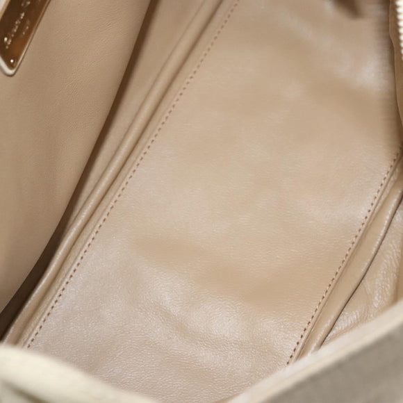 Salvatore Ferragamo Gancini Hand Bag Canvas Leather 2way Beige Gold Auth 116212