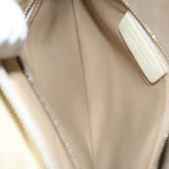 Salvatore Ferragamo Gancini Hand Bag Canvas Leather 2way Beige Gold Auth 116212