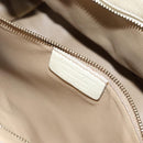 Salvatore Ferragamo Gancini Hand Bag Canvas Leather 2way Beige Gold Auth 116212-12