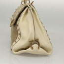 Salvatore Ferragamo Gancini Hand Bag Canvas Leather 2way Beige Gold Auth 116212-3