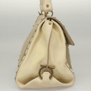 Salvatore Ferragamo Gancini Hand Bag Canvas Leather 2way Beige Gold Auth 116212-4