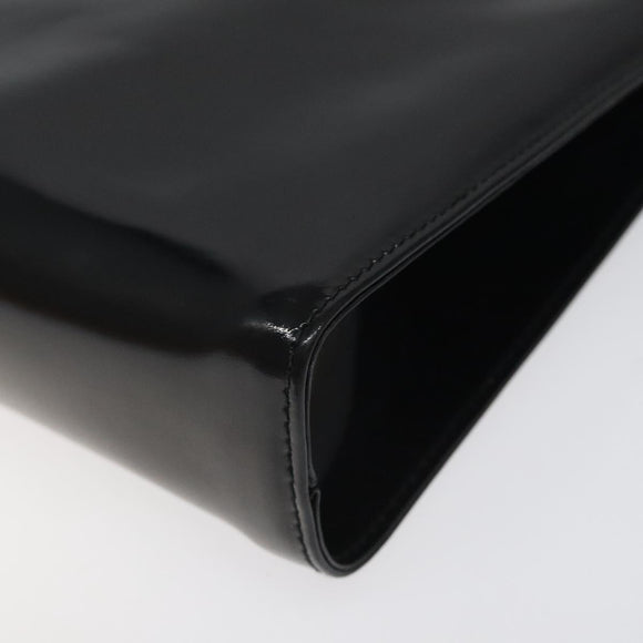 Salvatore Ferragamo Chain Shoulder Bag Patent leather Black Gold Auth 116223