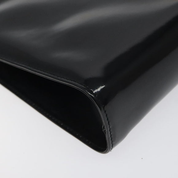 Salvatore Ferragamo Chain Shoulder Bag Patent leather Black Gold Auth 116223