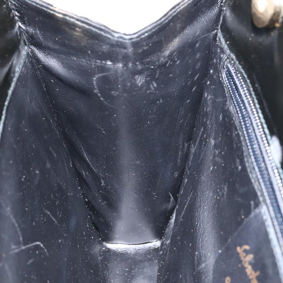 Salvatore Ferragamo Chain Shoulder Bag Patent leather Black Gold Auth 116223