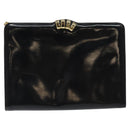 Salvatore Ferragamo Chain Shoulder Bag Patent leather Black Gold Auth 116223-2