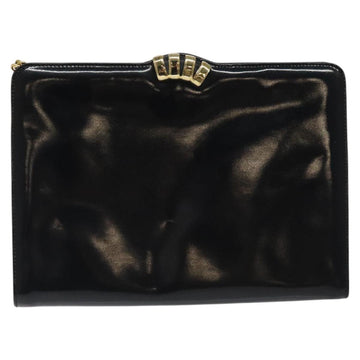 Salvatore Ferragamo Chain Shoulder Bag Patent leather Black Gold Auth 116223 - 0