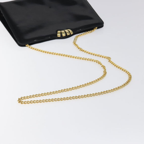 Salvatore Ferragamo Chain Shoulder Bag Patent leather Black Gold Auth 116223