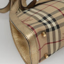 BURBERRY Nova Check Shoulder Bag PVC Beige Gold Auth 116233-12