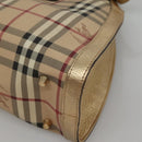 BURBERRY Nova Check Shoulder Bag PVC Beige Gold Auth 116233-13