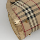 BURBERRY Nova Check Shoulder Bag PVC Beige Gold Auth 116233-14