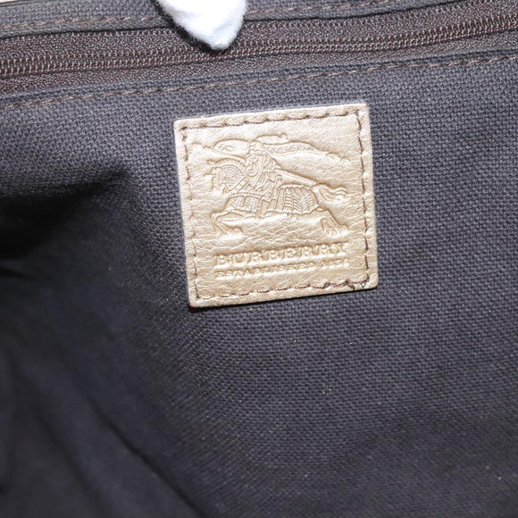 BURBERRY Nova Check Shoulder Bag PVC Beige Gold Auth 116233