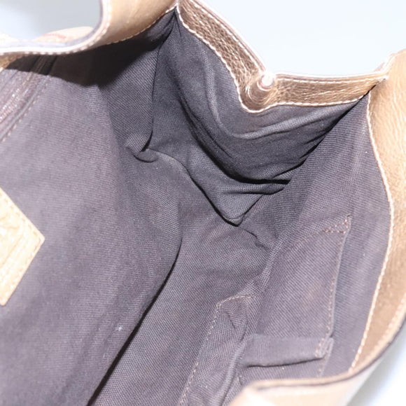 BURBERRY Nova Check Shoulder Bag PVC Beige Gold Auth 116233