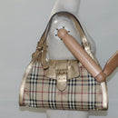 BURBERRY Nova Check Shoulder Bag PVC Beige Gold Auth 116233-22