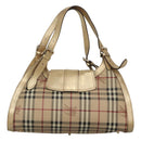 BURBERRY Nova Check Shoulder Bag PVC Beige Gold Auth 116233-3