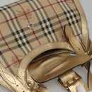 BURBERRY Nova Check Shoulder Bag PVC Beige Gold Auth 116233-7