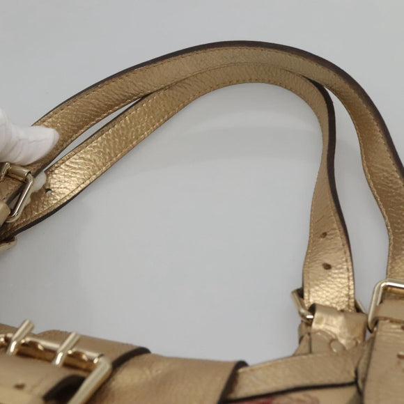 BURBERRY Nova Check Shoulder Bag PVC Beige Gold Auth 116233